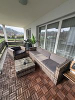 Lounge Set Rattanoptik grau mit Tisch gebrauchter Zustand