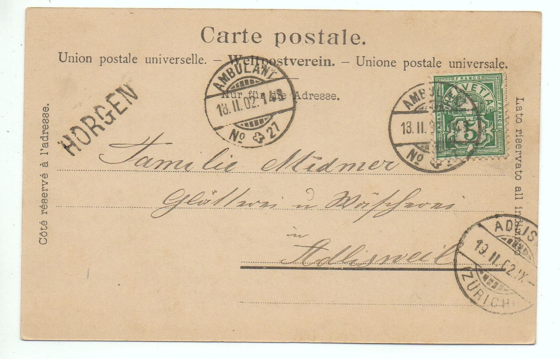 Cartes postales: HORGEN Restaurant Schützenhaus – D'occasion à Jona par philajona 1