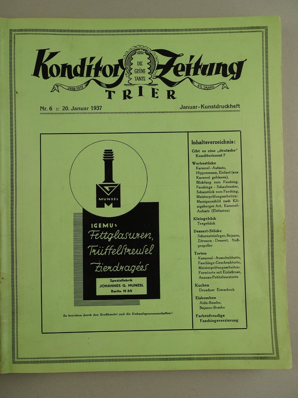 Zeitschriften & Magazine: KONDITOR ZEITUNG TRIER, 1937 KUNSTDRUCKHEFTE – Gebraucht aus Grüningen von Kartensammler 3
