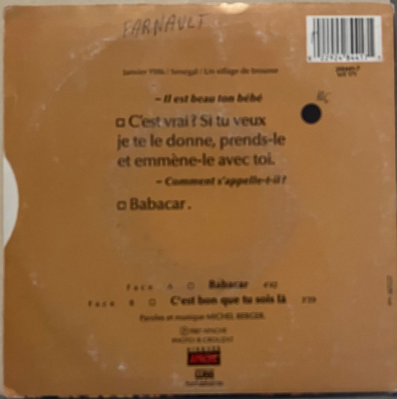 Schallplatten: FRANCE GALL - BABACAR – Gebraucht aus Bussigny von vinyl-pas-cher 1
