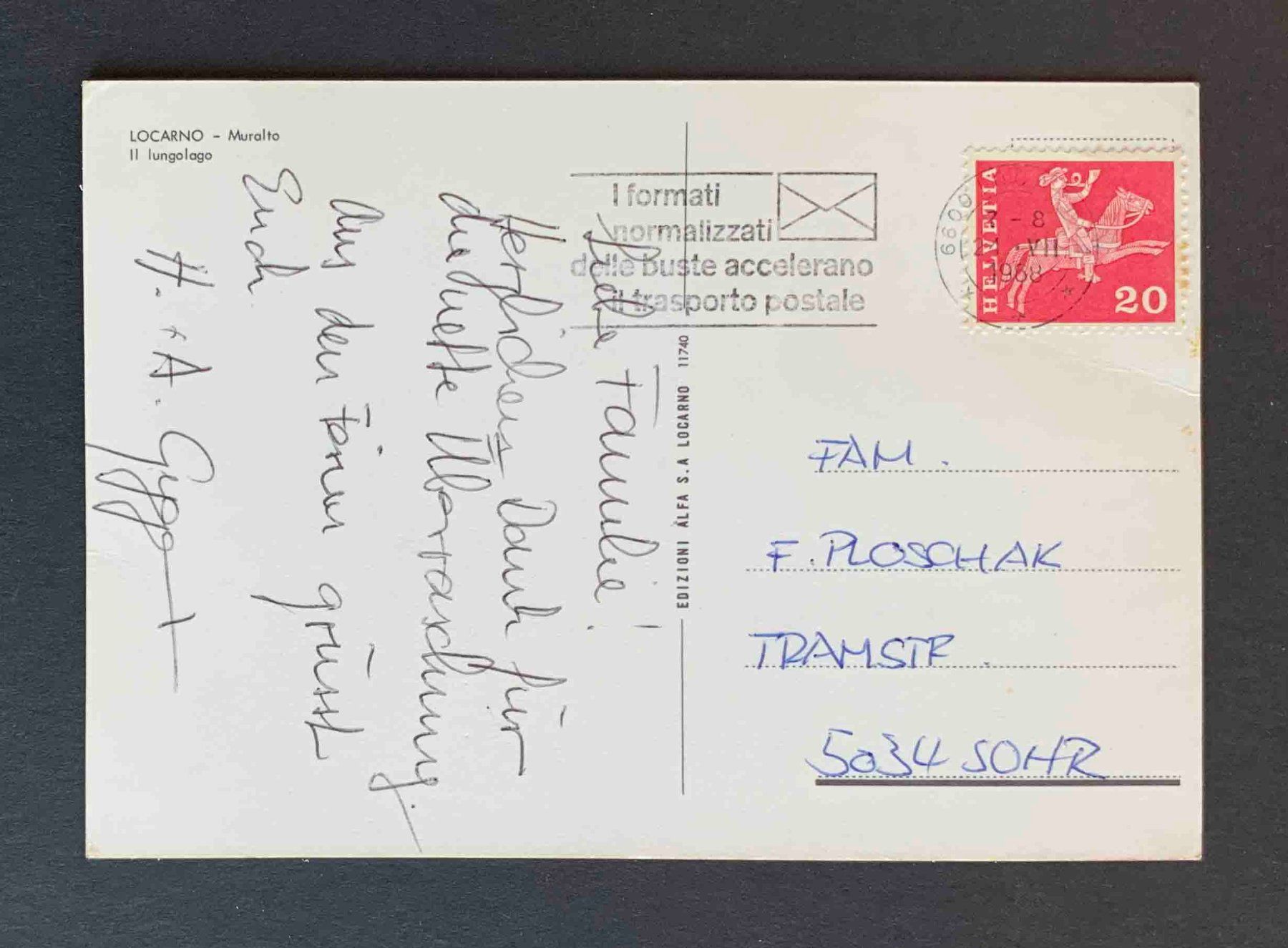 Cartoline postali: AK LOCARNO Muralto Il lingolago – Usato da Goldau venduto da artelier1 1