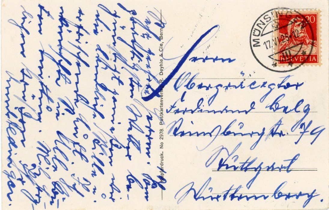 Cartoline postali: Münsingen   BE        um  1 9 2 5 – Usato da Brig venduto da Valcards54 1