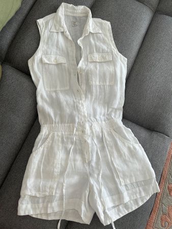 Damen Jumpsuit aus  Lein in weiß  M/It.42