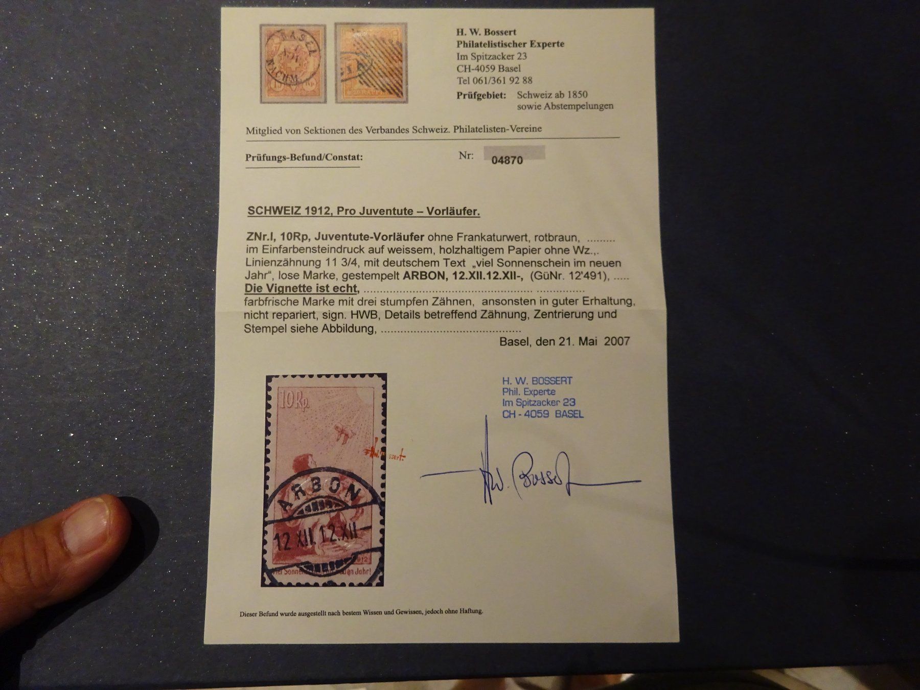 Tutti i francobolli: 1912 Pro Juventute deutsch ET-Voll - Attest – Usato da Appenzell-Steinegg venduto da adi1975 4