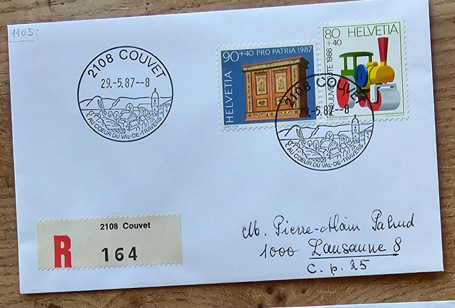 Tous les timbres: Lettre recommandée avec obl. spéciale COUVET 29.5.87 – Neuf (Voir description) à Les Valettes par Nuba1