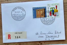 Lettre recommandée avec obl. spéciale COUVET 29.5.87