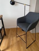2X Modern Grey Fabric Bar Stool — Minimalist Design