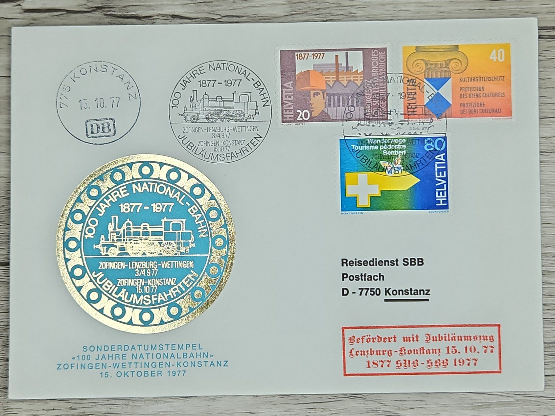 Tutti i francobolli: CL02 Enveloppe + Timbre Suisse 1977 – Usato da Cousset venduto da Patrick_Collections