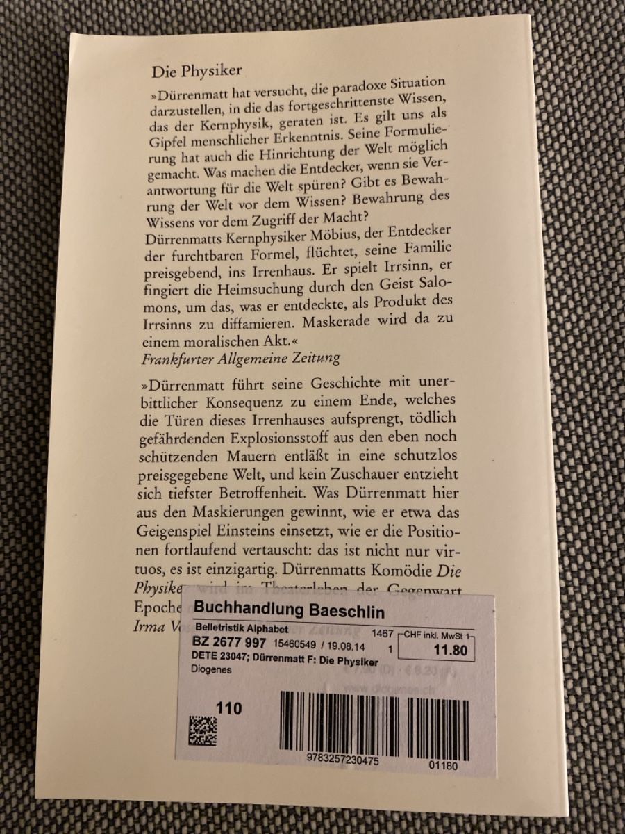 Bücher: Dürrenmatt: Die Physiker – Gebraucht aus Schmerikon von tam_k9vb 1