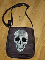 Tasche mit Totenkopf-Applikation Weinrot neu