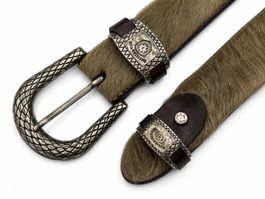 Wellenstein Echtfell-Gürtel – 90 cm kürzbar olive NEUWERTIG