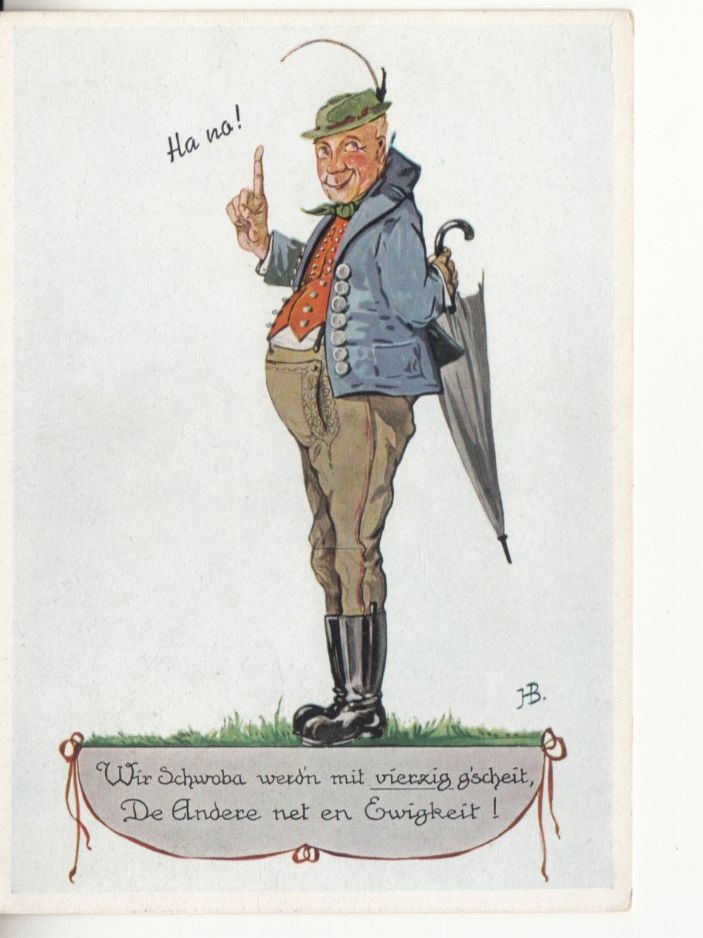Cartoline postali: Humorkarte Schwoba 1957 – Usato da Bürglen TG venduto da StampGraf