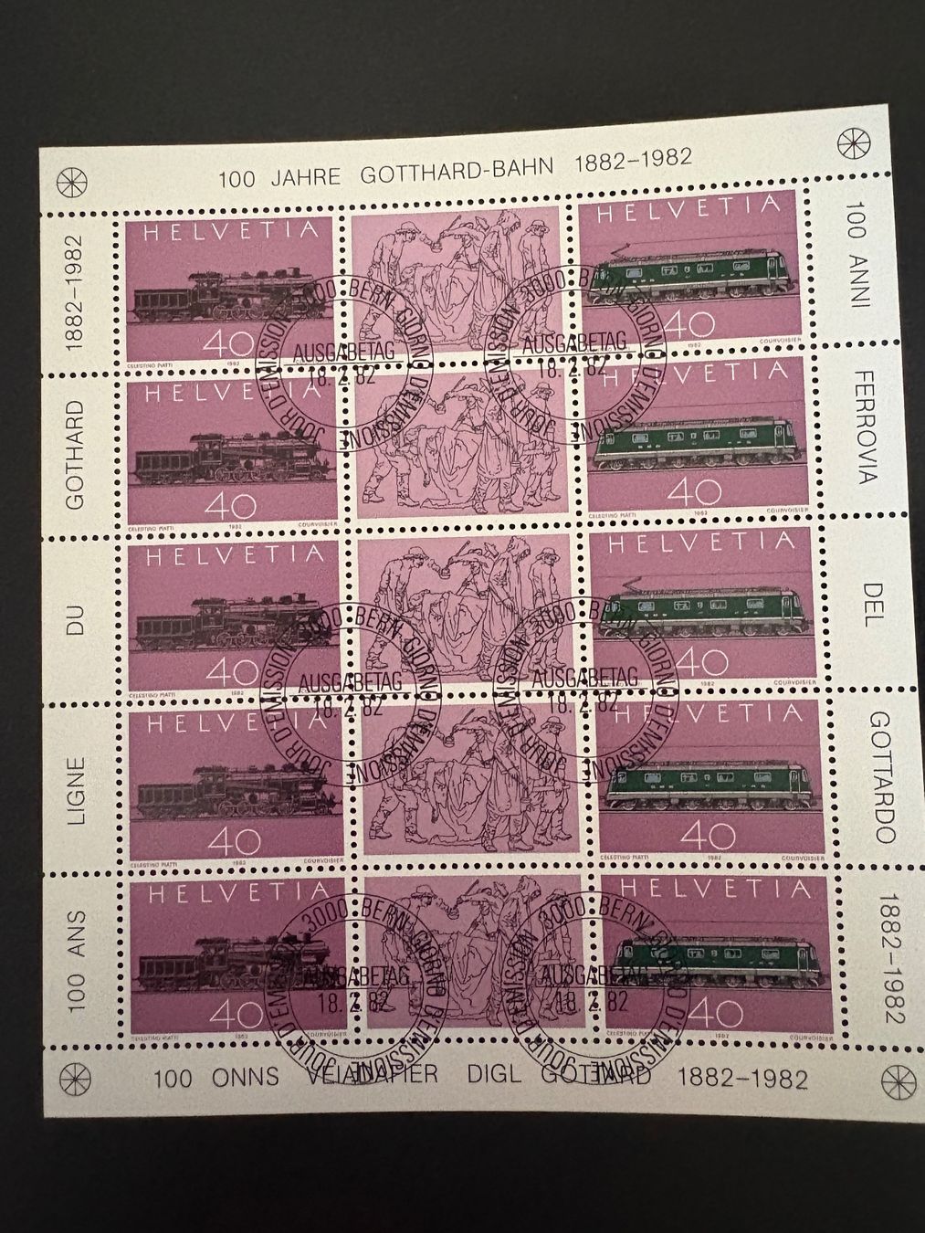 Alle Briefmarken: Kleinbogen,  MiNr. 1214 - 1215 Schweiz, 1982 – Gebraucht aus Steinmaur von Nicorutishauser