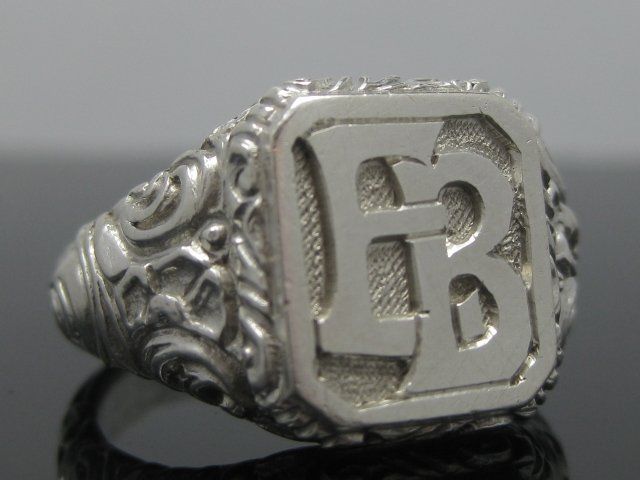 Anelli: Vintage Ring Monogramm Siegelring EB / BE Silber 800 – Usato da Ermatingen venduto da Decovin 1
