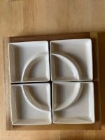 Snack Set 4 Dip Bowls with Wooden Tray New Condition