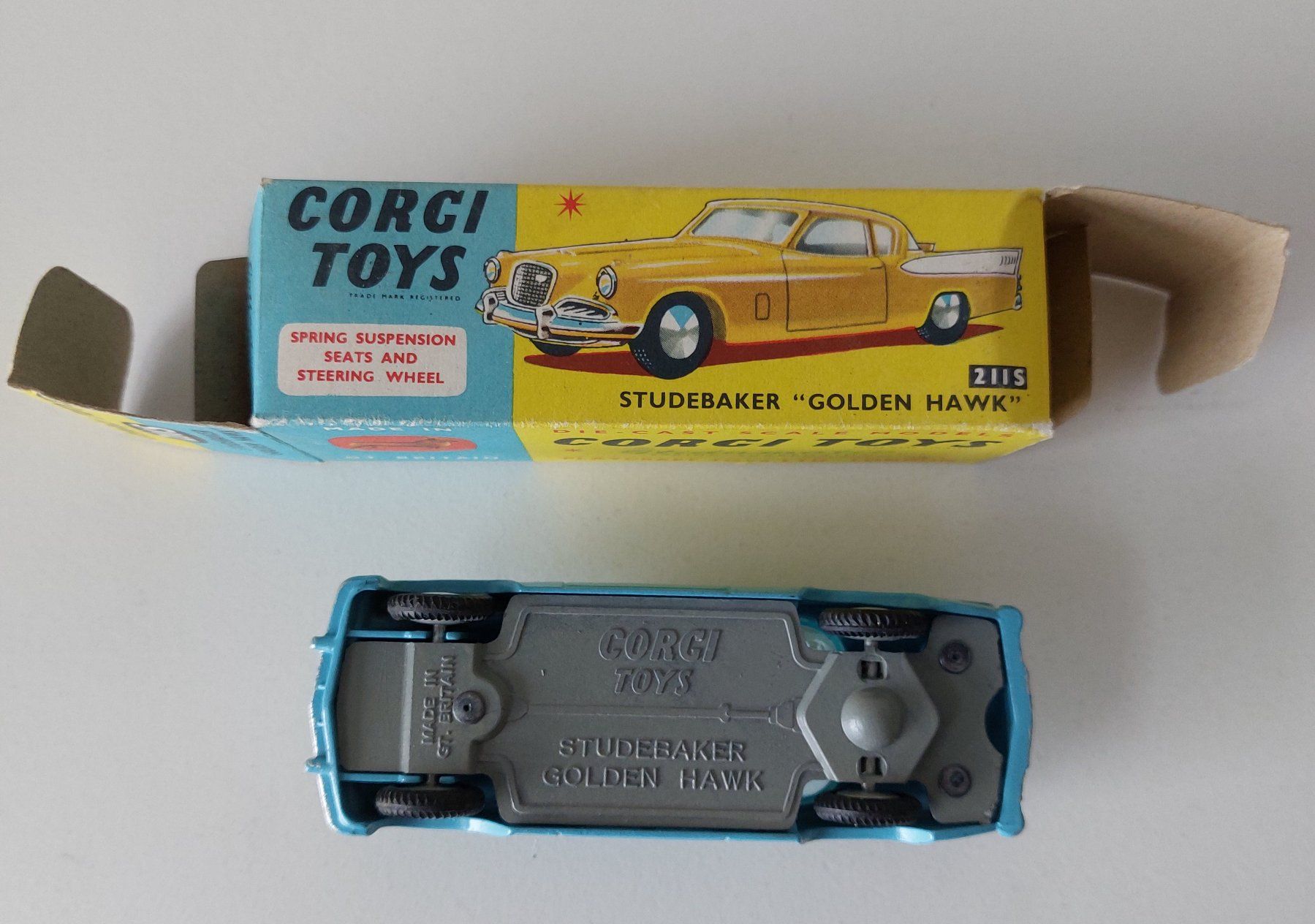 Corgi Toys Modellini d'auto: Corgi Toys 211S  Studebaker Golden Hawk  mit Original Box – Nuovo e nell'imballaggio originale da Schenkon venduto da Elbarto007 5