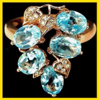 Ring 925 SILBER Silberring Edelsteinring Swiss blue Topas