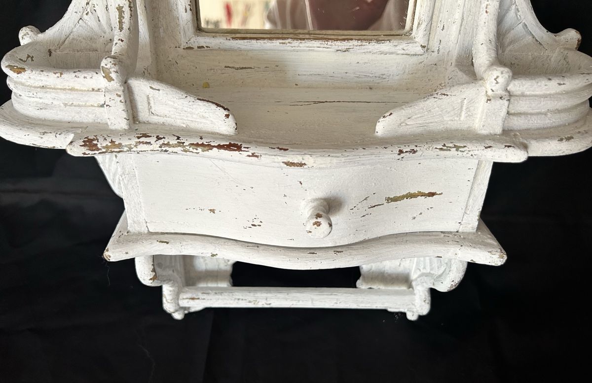 Scaffali: White Shabby Chic Wall Shelf with Mirror & Drawer! – Usato da Zürich venduto da Mistral61 3