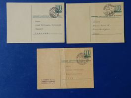 1954-66, 3 x 10 Rp Postkarten MENZINGEN,KÜSSNACHT,SEMPACH