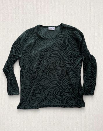 Langarmshirt Talya dunkelgrün mit Muster Grösse M