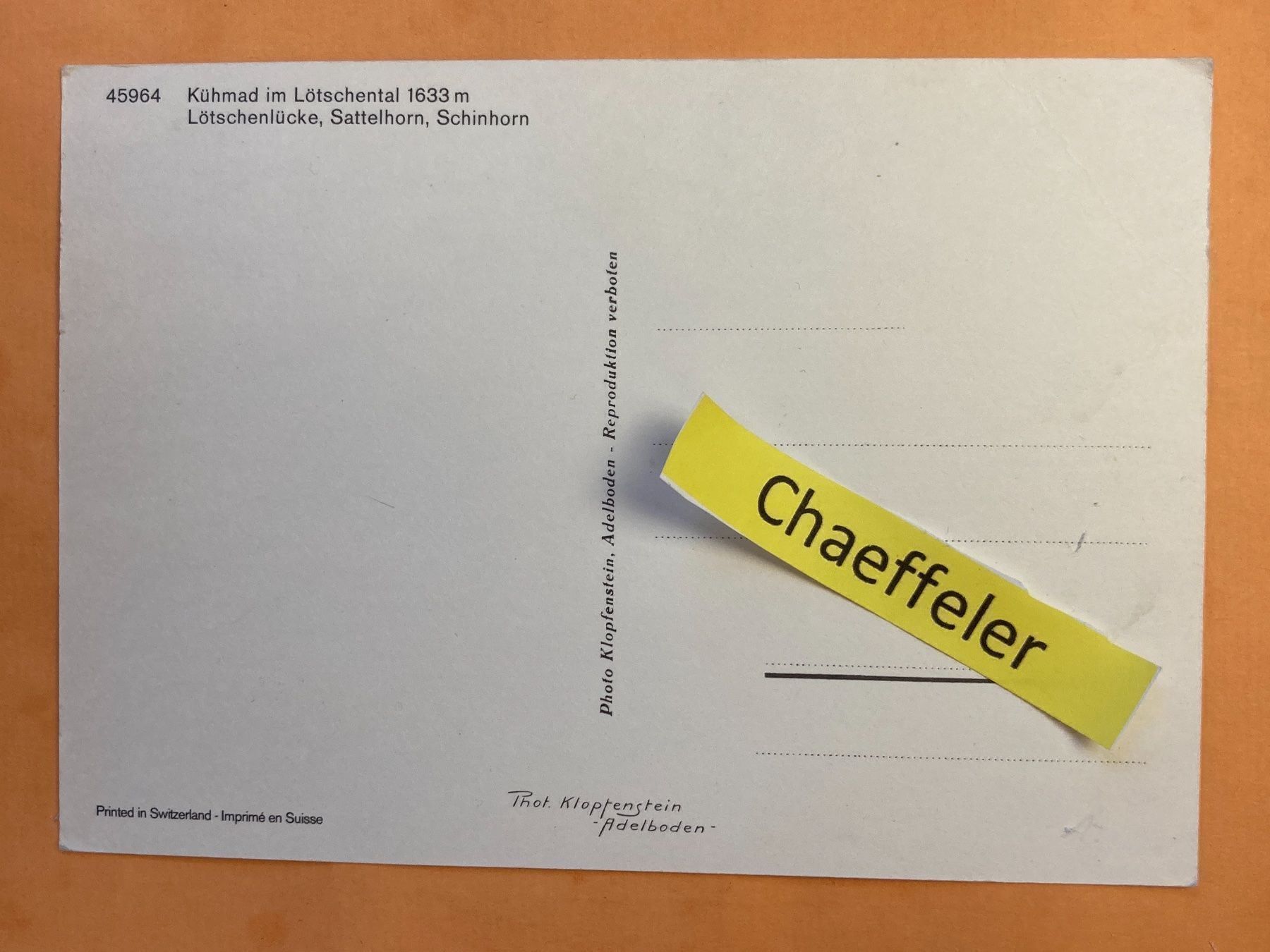 Cartes postales: 45964 Kühmad im Lötschental – D'occasion à Zürich par Chaeffeler 1