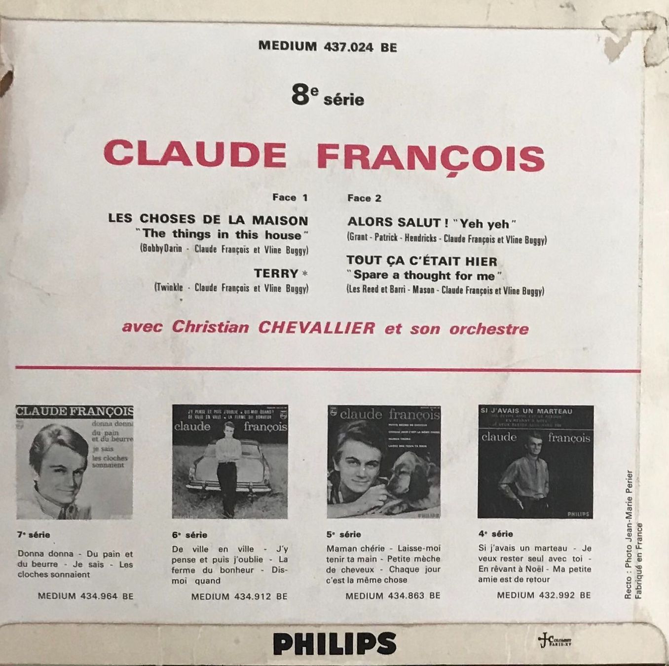 Dischi in vinile: CLAUDE FRANÇOIS - LES CHOSES DE LA MAISON – Usato da Bussigny venduto da vinyl-pas-cher 1