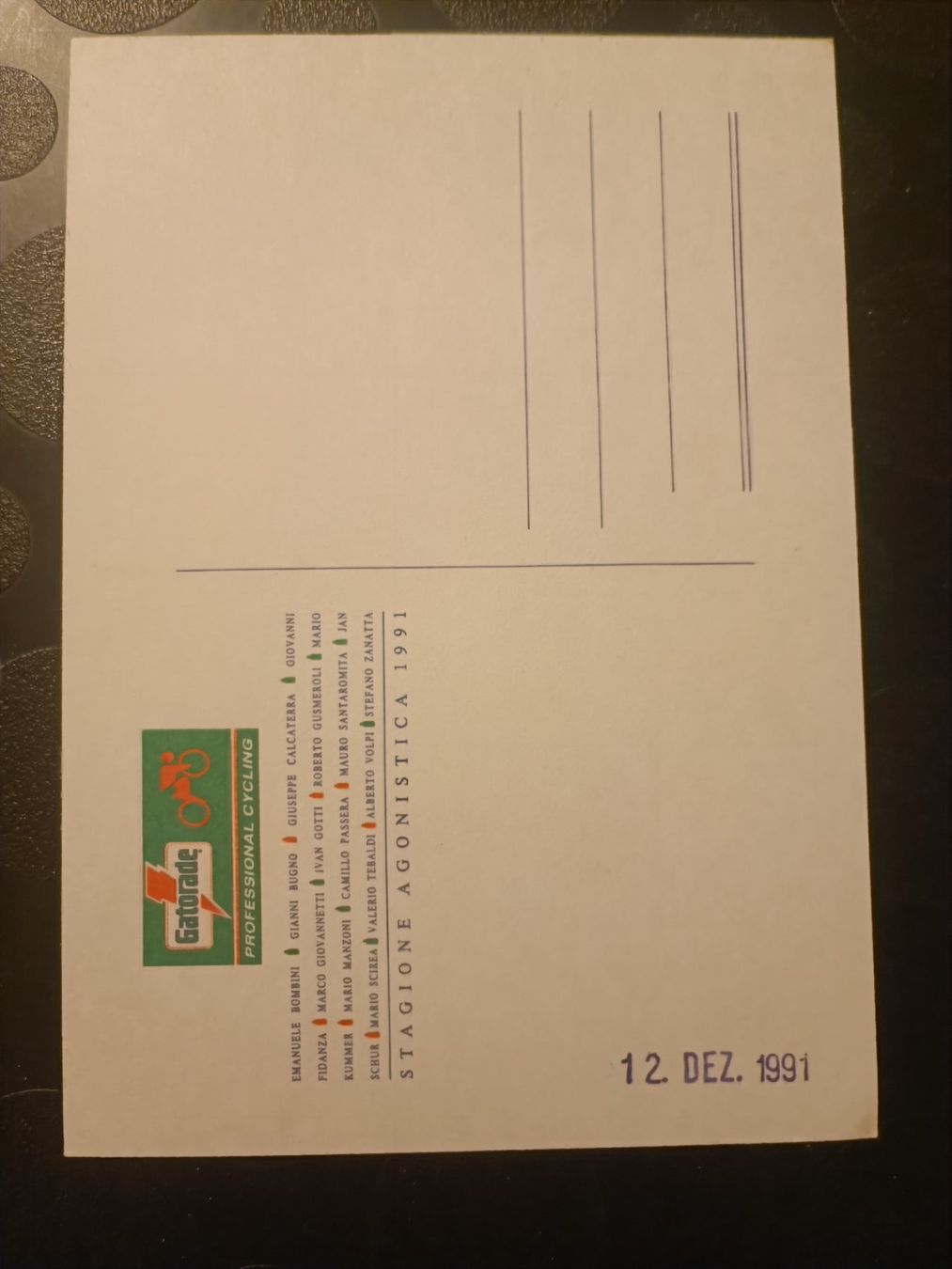 Autogramme: Gianni  Bugno - Rad - Handsignierte alte Karte – Gebraucht aus Menziken von Artographs 1