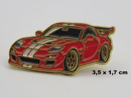 Ansteck Pin - Auto - Mazda RX7 - rot mit Streifen  3,5x1,7cm