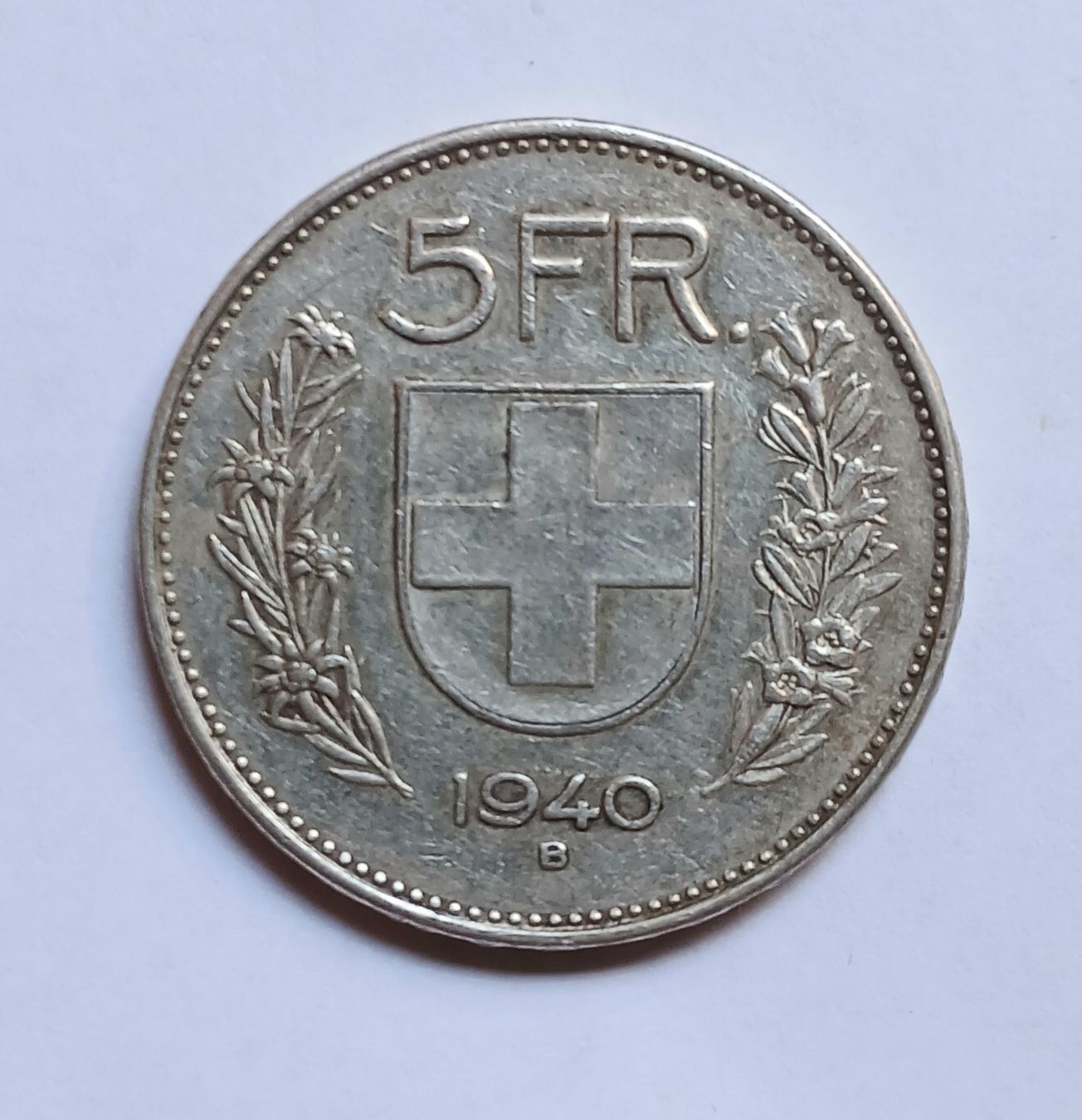 Alle Münzen: 5 fr argent 1940 – Gebraucht aus Sciernes-d'Albeuve von Dojo004