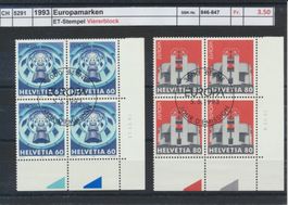 1993 "Europamarken", Viererblock, ET - Stempel