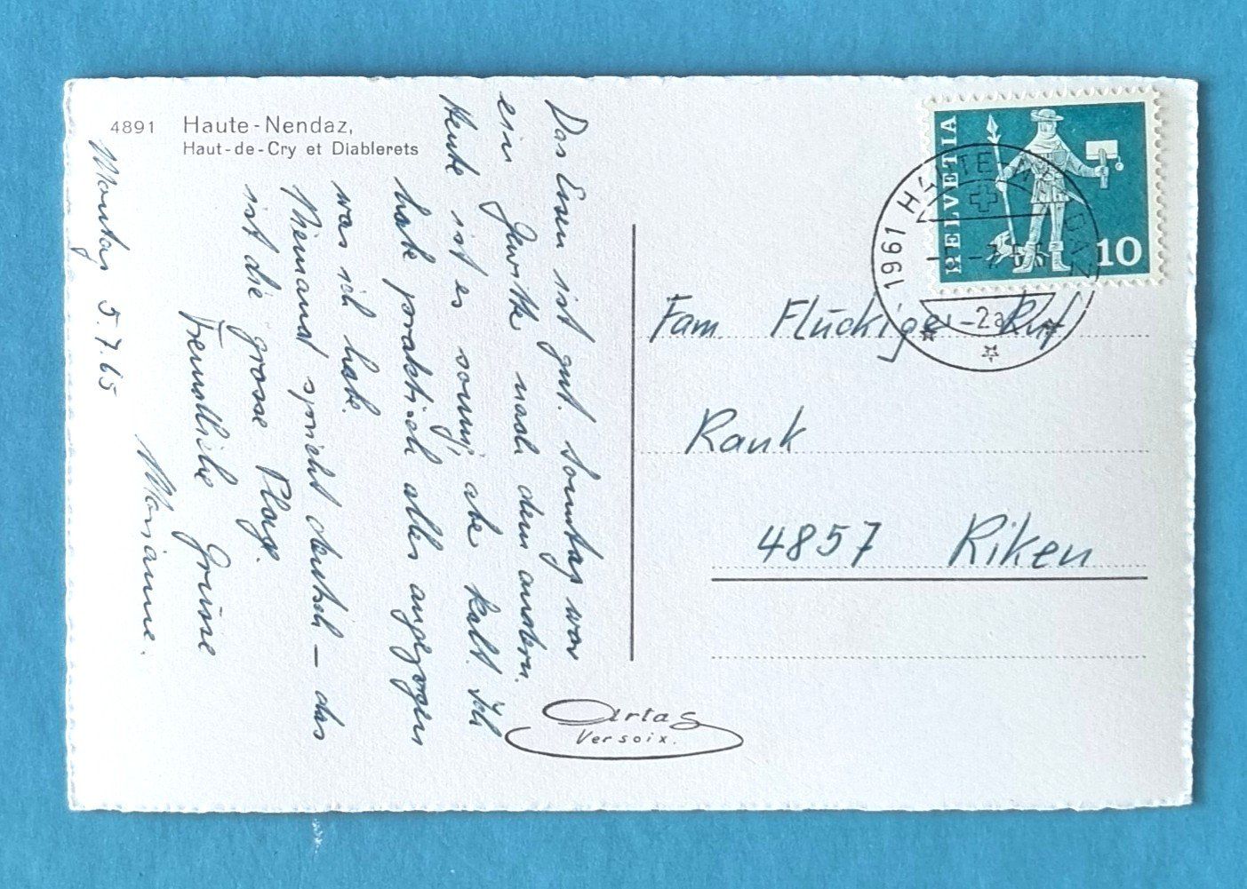 Ansichtskarten: Haute Nendaz - 1965 – Gebraucht aus Rothrist von RROENK 1