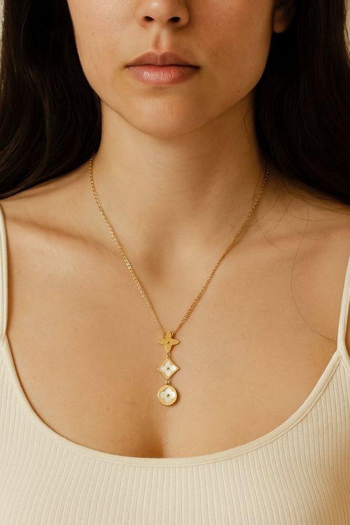 Amaxer Collier Avec Pendentif Géométrique En Acier Inoxydable