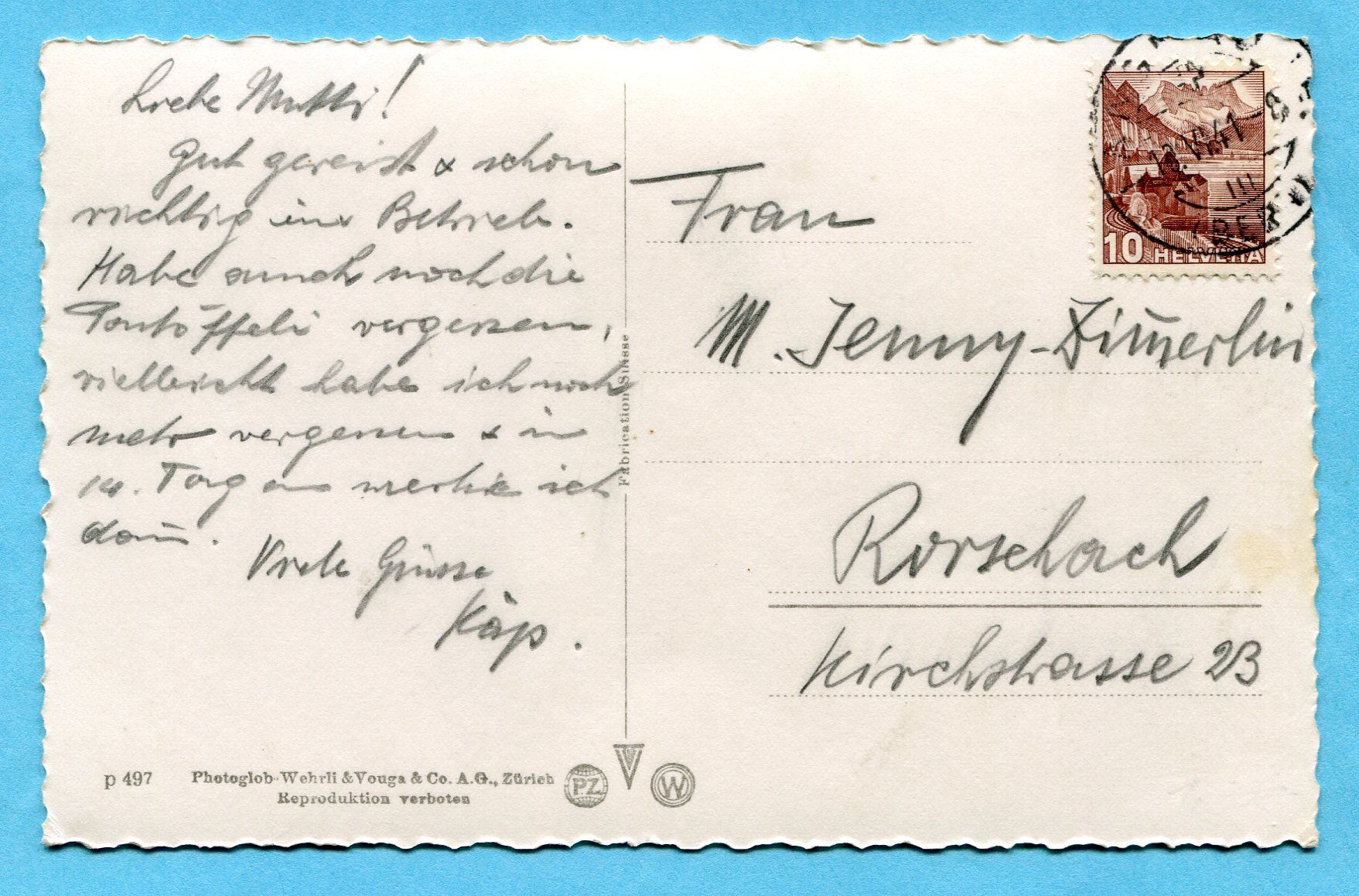 Cartoline postali: Langnau i. E. 1941 – Usato da Opfikon venduto da Prophila 1