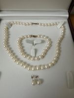 Vintage echte Perlen Set mit Gold Verschluss 333, 8K