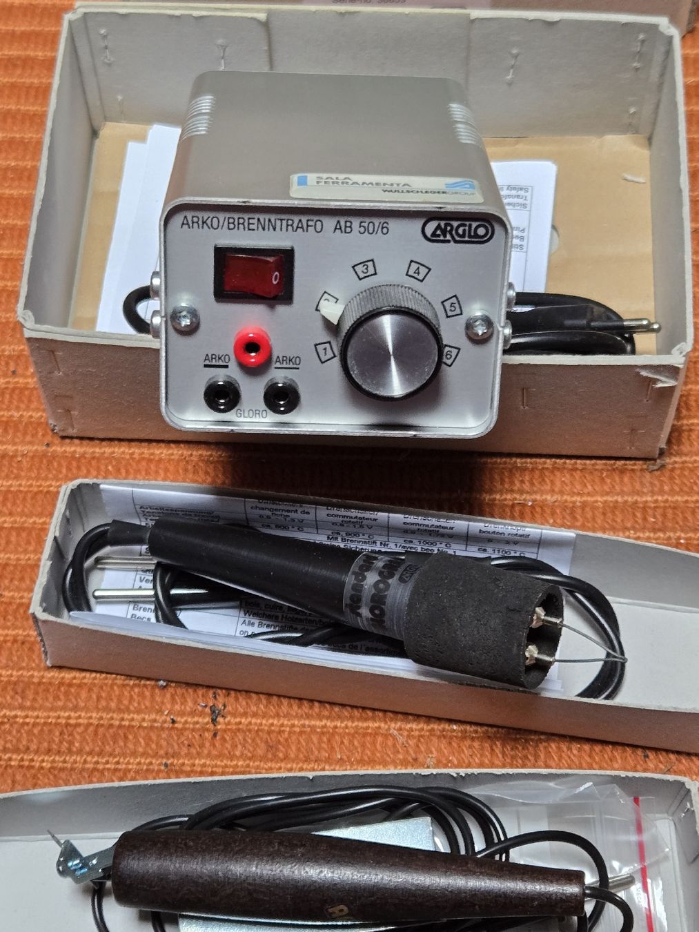 Tutti gli attrezzi: Pirografo ARKO AB 50/6, set completo, ottimo! – Usato da Sala Capriasca venduto da cabking1 1