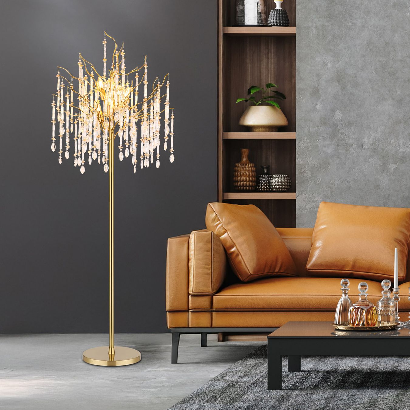 Lampade: Stehleuchte, Glaskristalle, 165 cm Höhe – Nuovo (secondo la descrizione) da Kreuzlingen venduto da Smart-Light 1