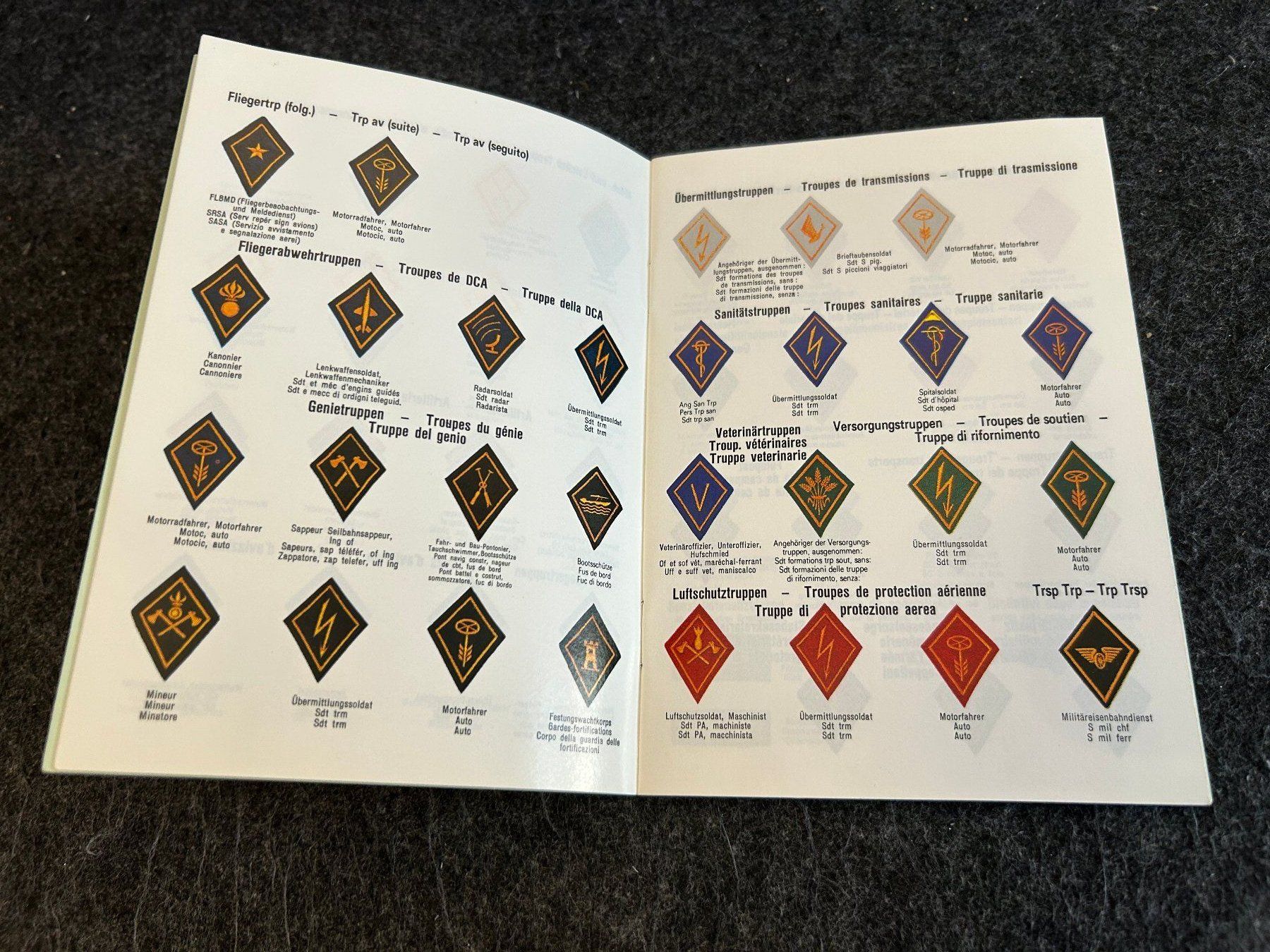 Schweizer Armee Uniformi: Broschüre Die Abzeichen der Schweizer Armee – Usato da Berikon venduto da DGC-1995 1