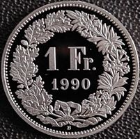 1 Franken 1990 pp / aus Münzsatz / in einer Münzkapsel