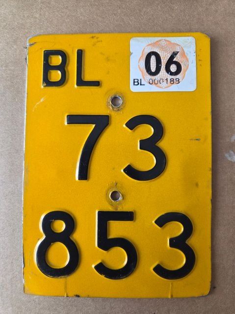 Sachs Insegne: Velonummer BL 2006 gelb Mofanummer Plaque Mofa – Usato da Schenkon venduto da Uhu007