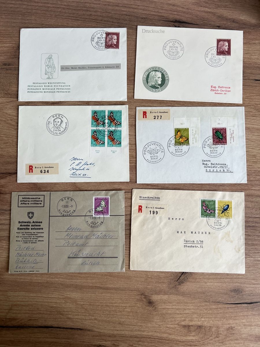 Tutti i francobolli: 11Stk. alte Pro Juventute FDC ab 1951 – Usato da Braunau venduto da Desil2511 1