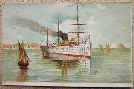 HALT GEGEN DAS LICHT AK MIT DAMPFSCHIFF