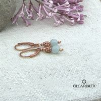 Silberohrringe mit Aquamarin, Rosegold vergoldet