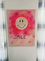 Original Gemälde „Pinky Smile“ 80x60 Neon Pink/Schwarz/Beige
