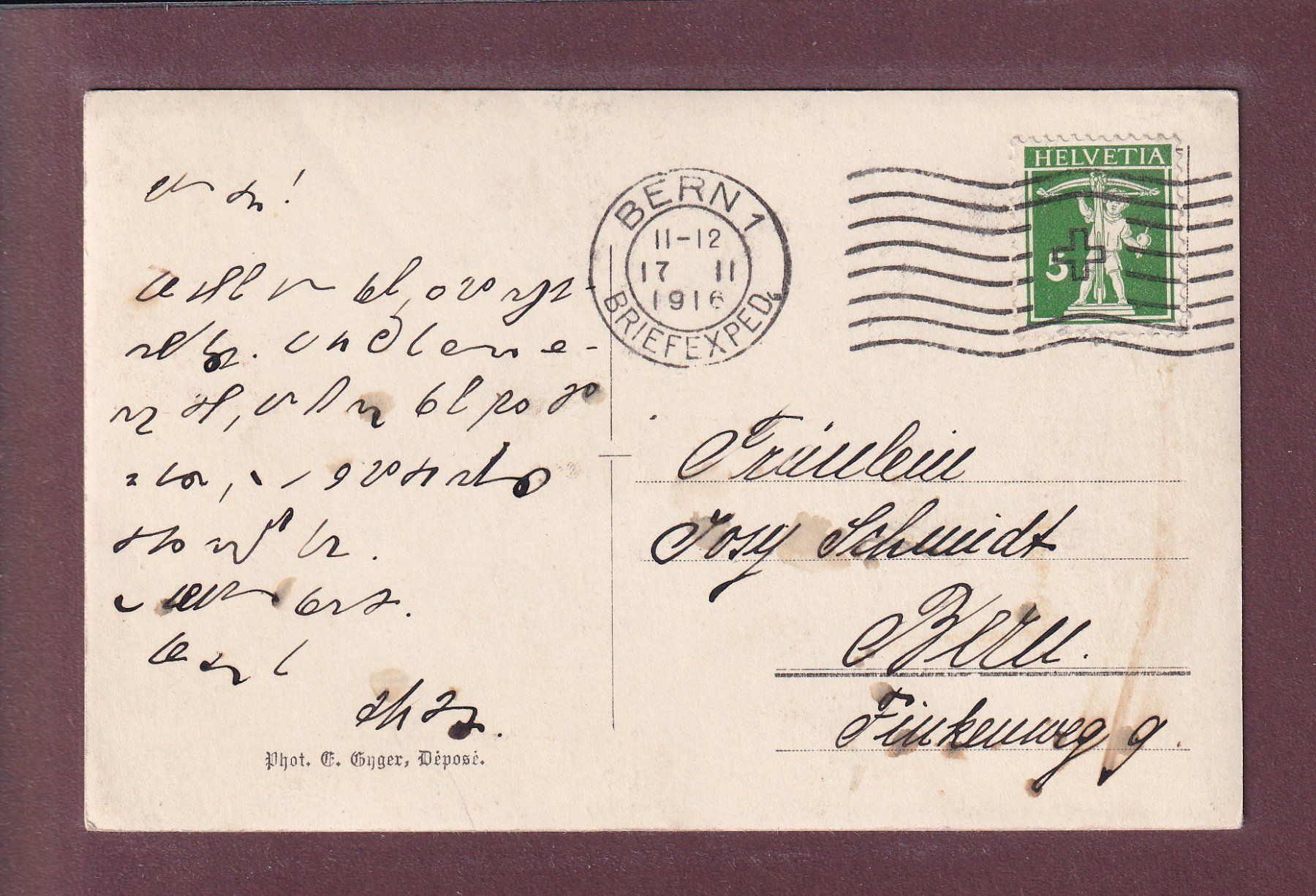 Cartes postales: WINTERLANDSCHAFT - E. Gyger - 1916 – D'occasion à Pully par nicecards 1