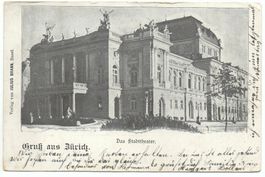 Litho Gruss aus ZÜRICH Das Stadttheater