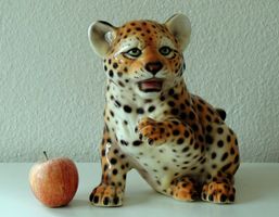 Bébé léopard vintage en céramique, design italien, 1970s