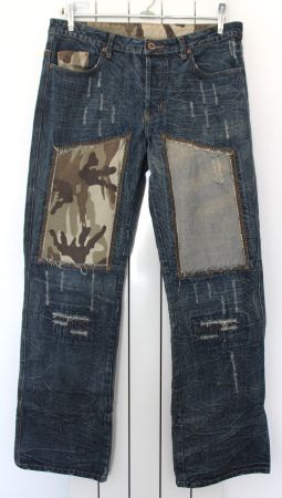 Neuwertige Herren Jeans im Patchwork-Design Jeans Gr. 36/34