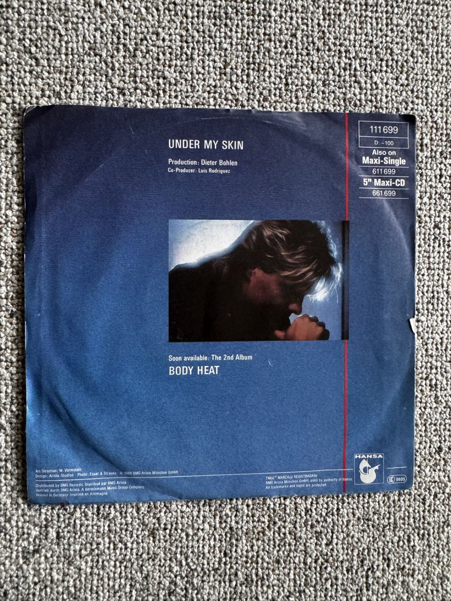 Dischi in vinile: Blue System  - Under My Skin -  7" Single - 80s – Usato da Rorbas venduto da BlackstarRecords 1