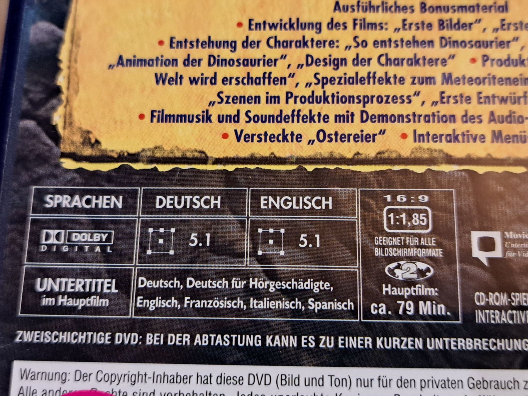 Tutti i DVDs: DVD DINOSAURIER, Walt Disney, 2-Disc Deluxe Edition – Usato da Unterseen venduto da Kanica 5