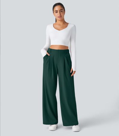 Damenhose mit hohem Bund dunkelgrün Grösse XS - ovp